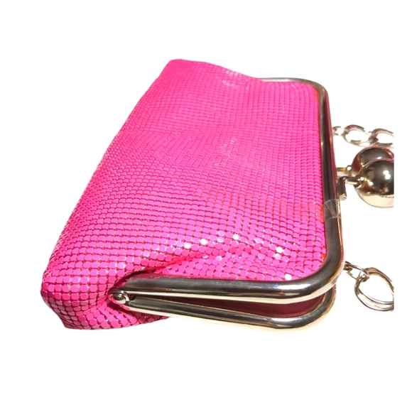 * New "ALDO Evening Hot Pink Metallic Clutch  Bag Chain Strap - Picture 4 of 15